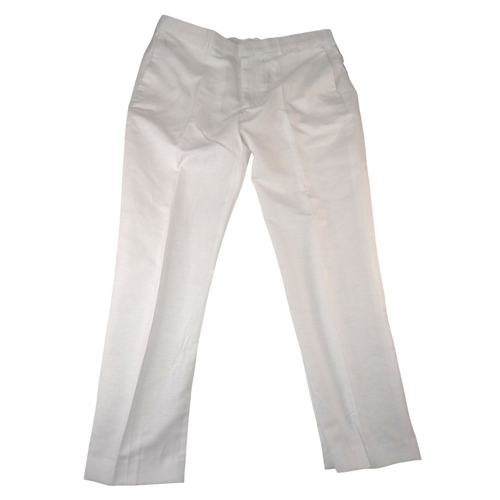 Cubavera Mens Linen Blend Dress Pants Bright White